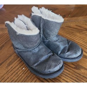 UGG Girls Bailey Bow Boots Winter Black Glitter Youth Size 5